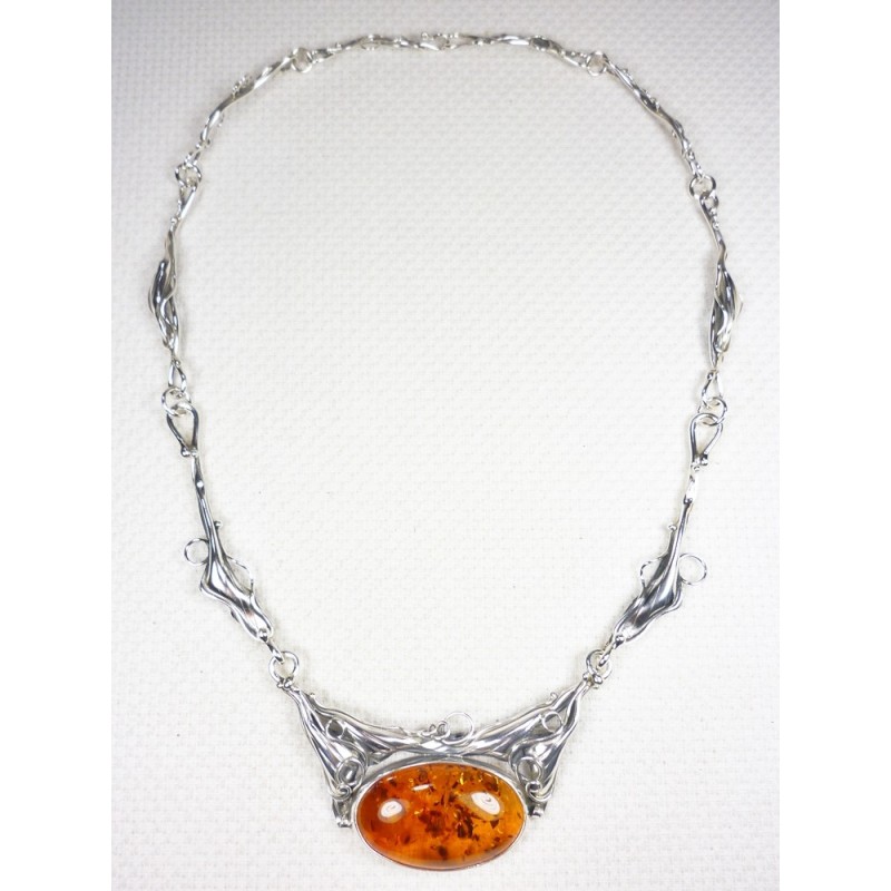 Naszyjnik Srebro z Bursztynem, handmade 760-14