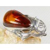Broszka srebrna z bursztynem, handmade 420-36