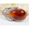 Broszka srebrna z bursztynem, handmade 420-38