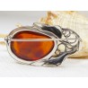 Broszka srebrna z bursztynem, handmade 420-38