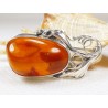 Broszka srebrna z bursztynem, handmade 420-35