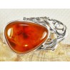 Broszka srebrna z bursztynem, handmade 420-14