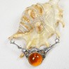 Naszyjnik srebrny z bursztynem, handmade 751-8