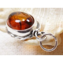 Wisiorek srebrny z bursztynem, handmade 614-12