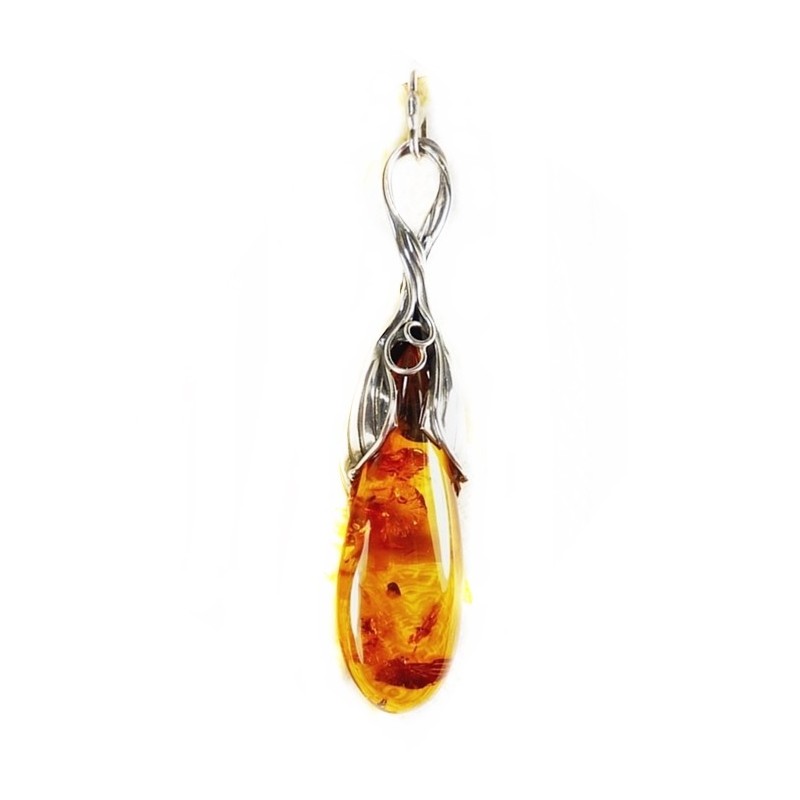 Wisiorek srebrny z bursztynem, handmade 640-4