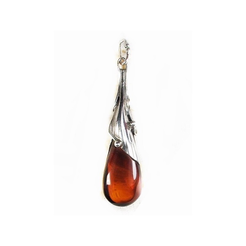Wisiorek srebrny z bursztynem, handmade 622-7