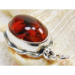 Wisiorek srebrny z bursztynem, handmade 614-15