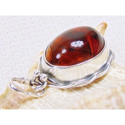 Wisiorek srebrny z bursztynem, handmade 614-15