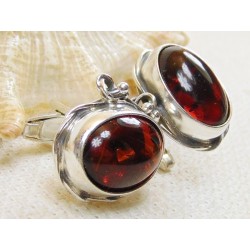 Spinki srebrne z bursztynem, handmade 814-100