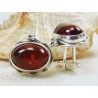 Spinki srebrne z bursztynem, handmade 814-101