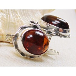 Spinki srebrne z bursztynem, handmade 814-101