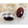 Spinki srebrne z bursztynem, handmade 814-105