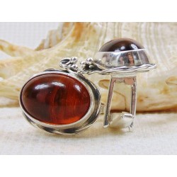 Spinki srebrne z bursztynem, handmade 814-106