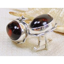 Spinki srebrne z bursztynem, handmade 814-108