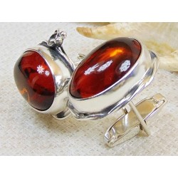 Spinki srebrne z bursztynem, handmade 814-110