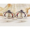 Spinki srebrne z bursztynem, handmade 814-111