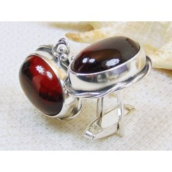 Spinki srebrne z bursztynem, handmade 814-112