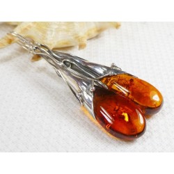 Kolczyki srebrne z bursztynem, handmade 210-78