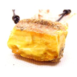 Naszyjnik bursztyn naturalny - Zawieszka srebrna – Rzemień skórzany, 679-7