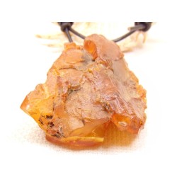Naszyjnik bursztyn naturalny - Zawieszka srebrna – Rzemień skórzany, 679-13