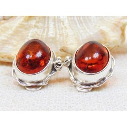 Klipsy srebrne z bursztynem, handmade 314-51