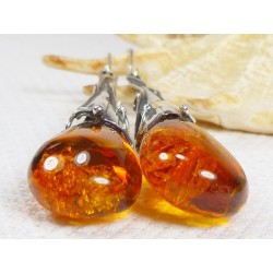 Kolczyki srebrne z bursztynem, handmade 210-72