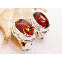Klipsy srebrne z bursztynem, handmade 314-52