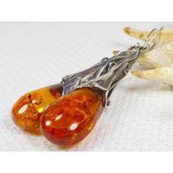 Kolczyki srebrne z bursztynem, handmade 210-72