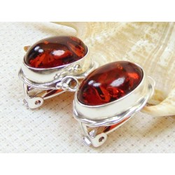 Klipsy srebrne z bursztynem, handmade 314-52
