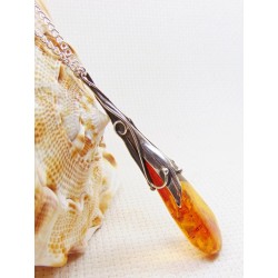 Naszyjnik srebrny z bursztynem, handmade 735-21