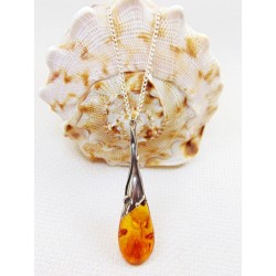Naszyjnik srebrny z bursztynem, handmade 735-21