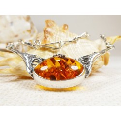 Naszyjnik Srebro z Bursztynem, handmade 753-2