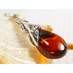 Wisiorek srebrny z bursztynem, handmade 622-30
