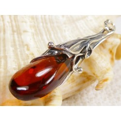 Wisiorek srebrny z bursztynem, handmade 622-30
