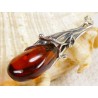 Wisiorek srebrny z bursztynem, handmade 622-30