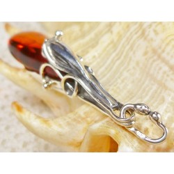 Wisiorek srebrny z bursztynem, handmade 622-30