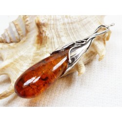 Wisiorek srebrny z bursztynem, handmade 640-22