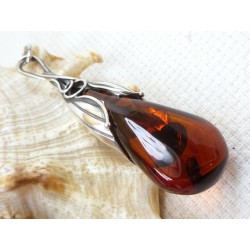 Wisiorek srebrny z bursztynem, handmade 640-23