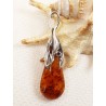 Wisiorek srebrny z bursztynem, handmade 640-25