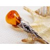 Szpilka srebrna z bursztynem, handmade 808-45