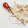 Szpilka srebrna z bursztynem, handmade 808-51