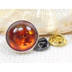 Wpinka srebrna z bursztynem...