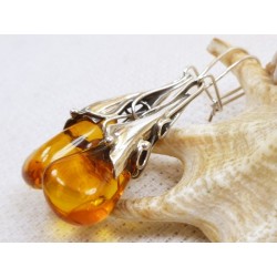 Kolczyki srebrne z bursztynem, handmade 207-58