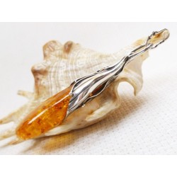 Wisiorek srebrny z bursztynem, handmade 640-26