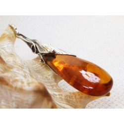 Wisiorek srebrny z bursztynem, handmade 620-335
