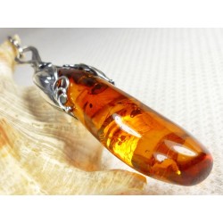 640-18 Wisiorek Srebro z Bursztynem -HAND MADE-