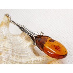 Wisiorek srebrny z bursztynem, handmade 620-336