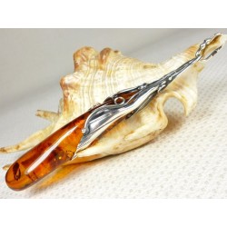 640-18 Wisiorek Srebro z Bursztynem -HAND MADE-