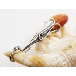 Wisiorek srebrny z bursztynem, handmade 620-336