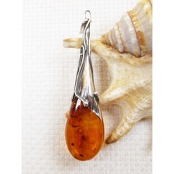 Wisiorek srebrny z bursztynem, handmade 620-336
